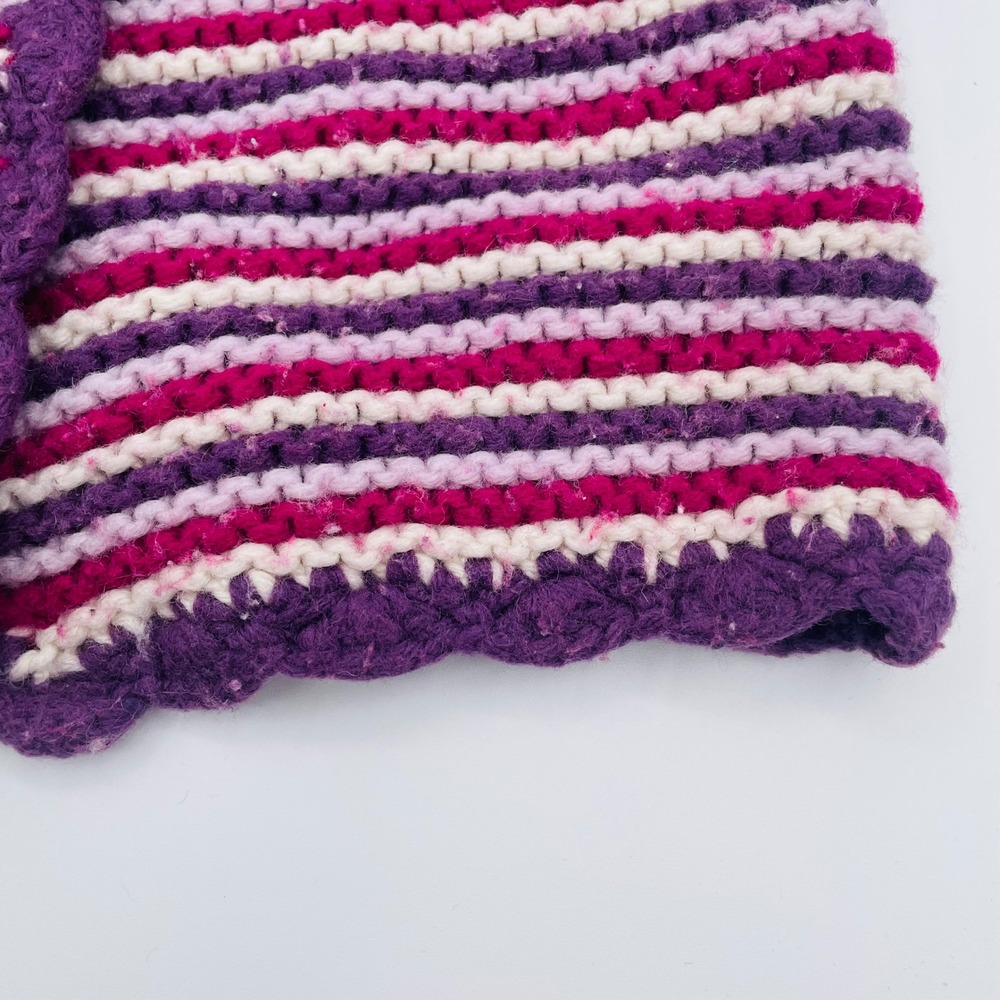 Janie‎ & Jack Striped Wool Cashmere Scallop Cardigan Sweater Purple Cute 6-12 - Picture 3 of 5